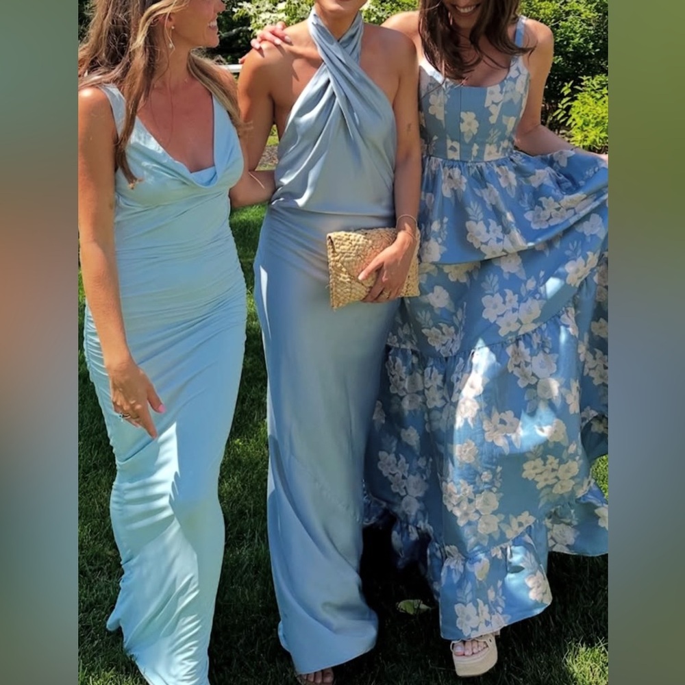 Show Me Your Mumu Jasmine Halter Dress (Steel Blue)